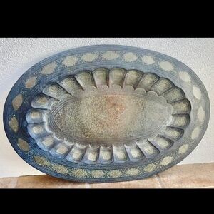 XL Vintage metal oval tray